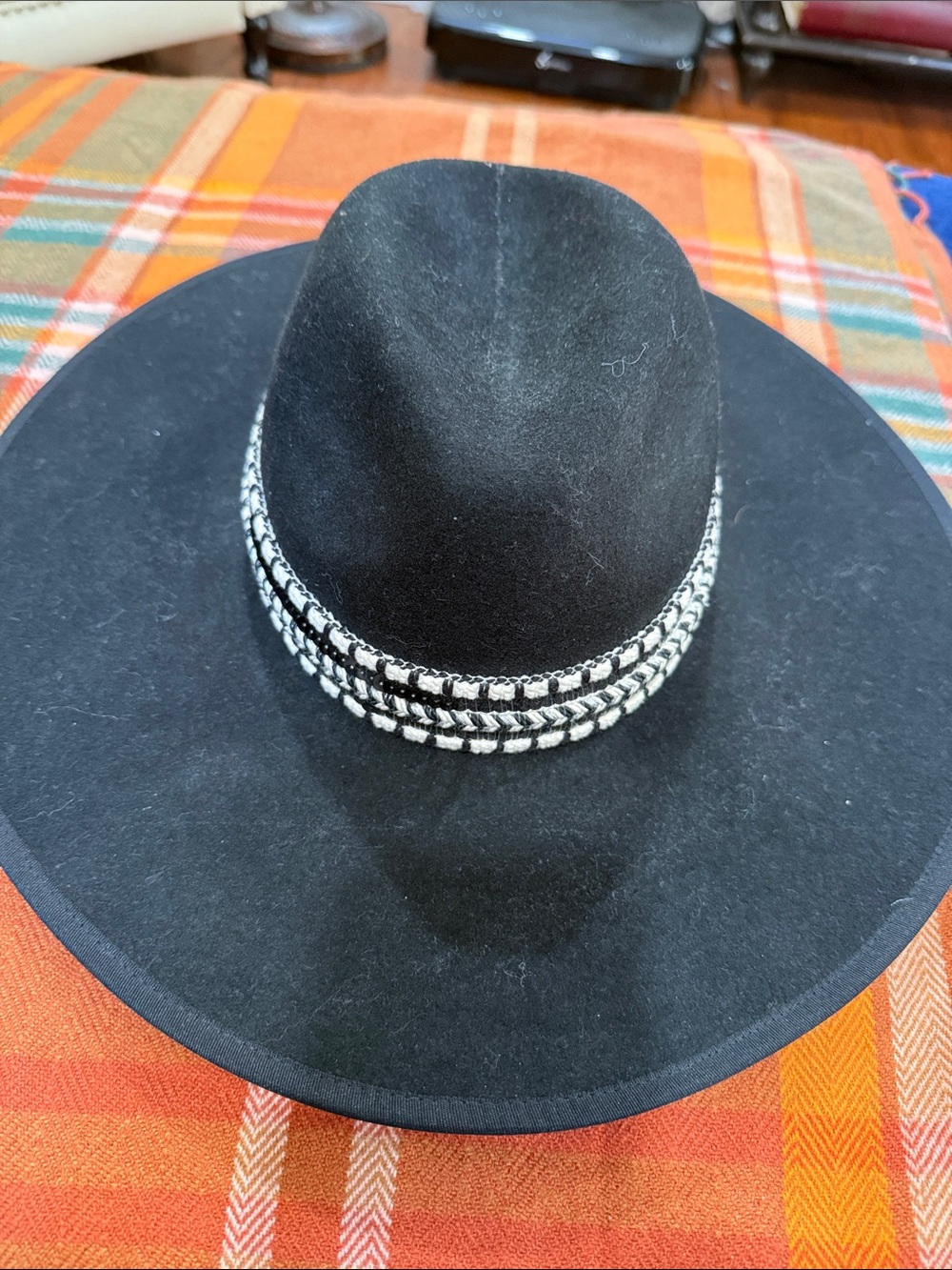 Treasure & Bond Wide Brim Wool Rancher Hat Embellished Band One Size